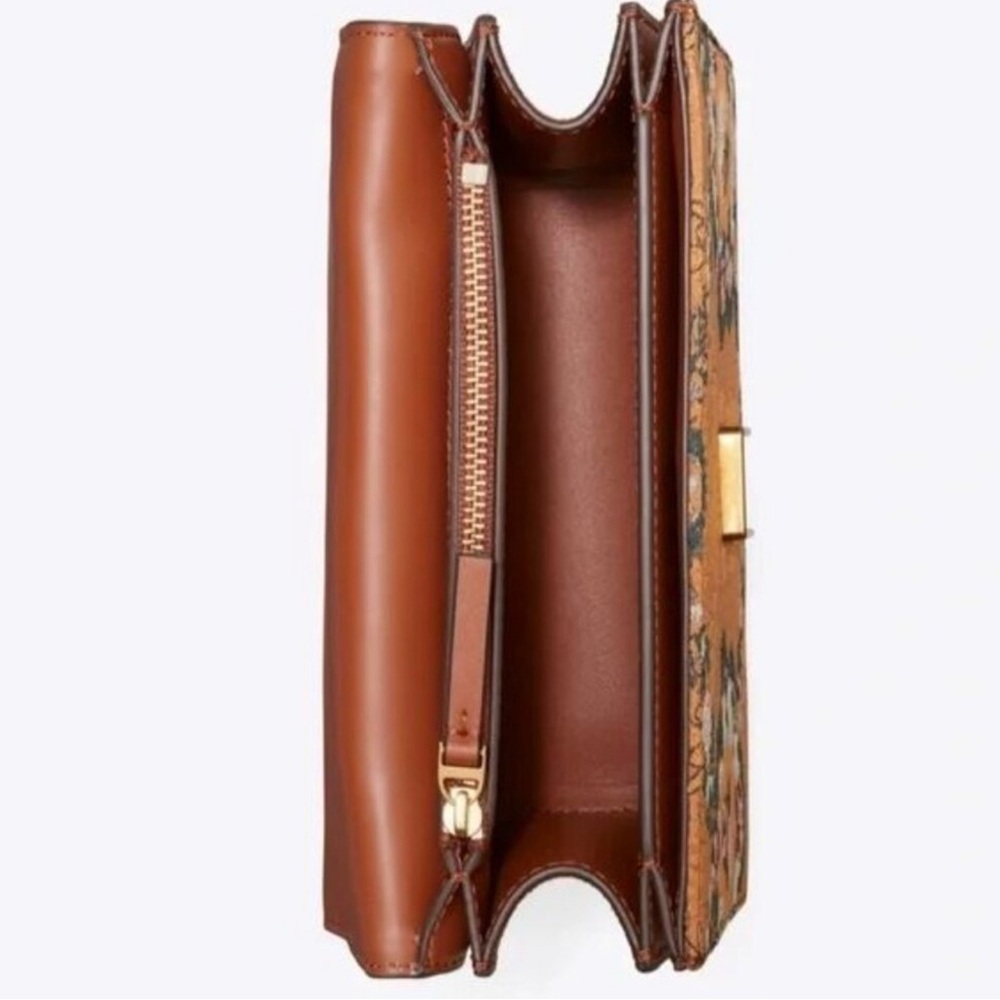 Tory Burch Gold Floral Crossbody Bag - Picture 3 of 5
